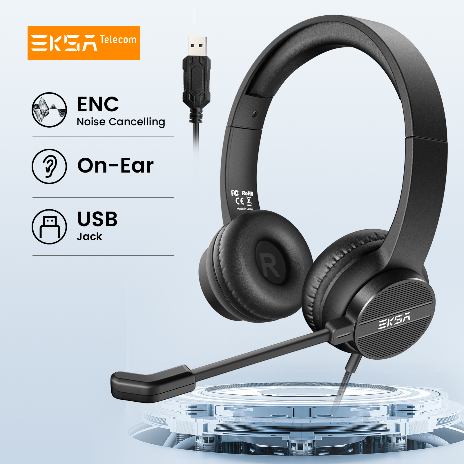 Esports Gaming Headphones - EKSA H12E Office Headset On-Ear USB