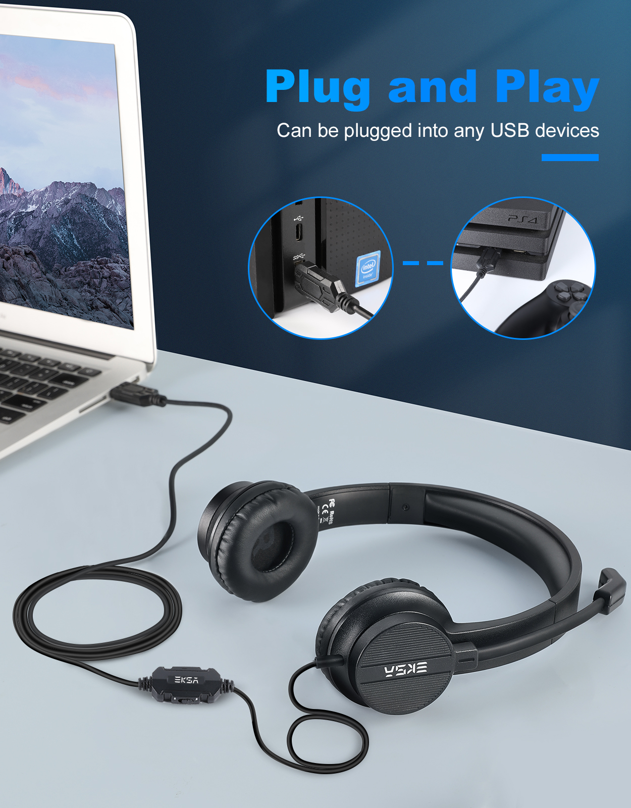 EKSA H12E Office Headset On-Ea - Esports Gaming Headphones recensie en prijs