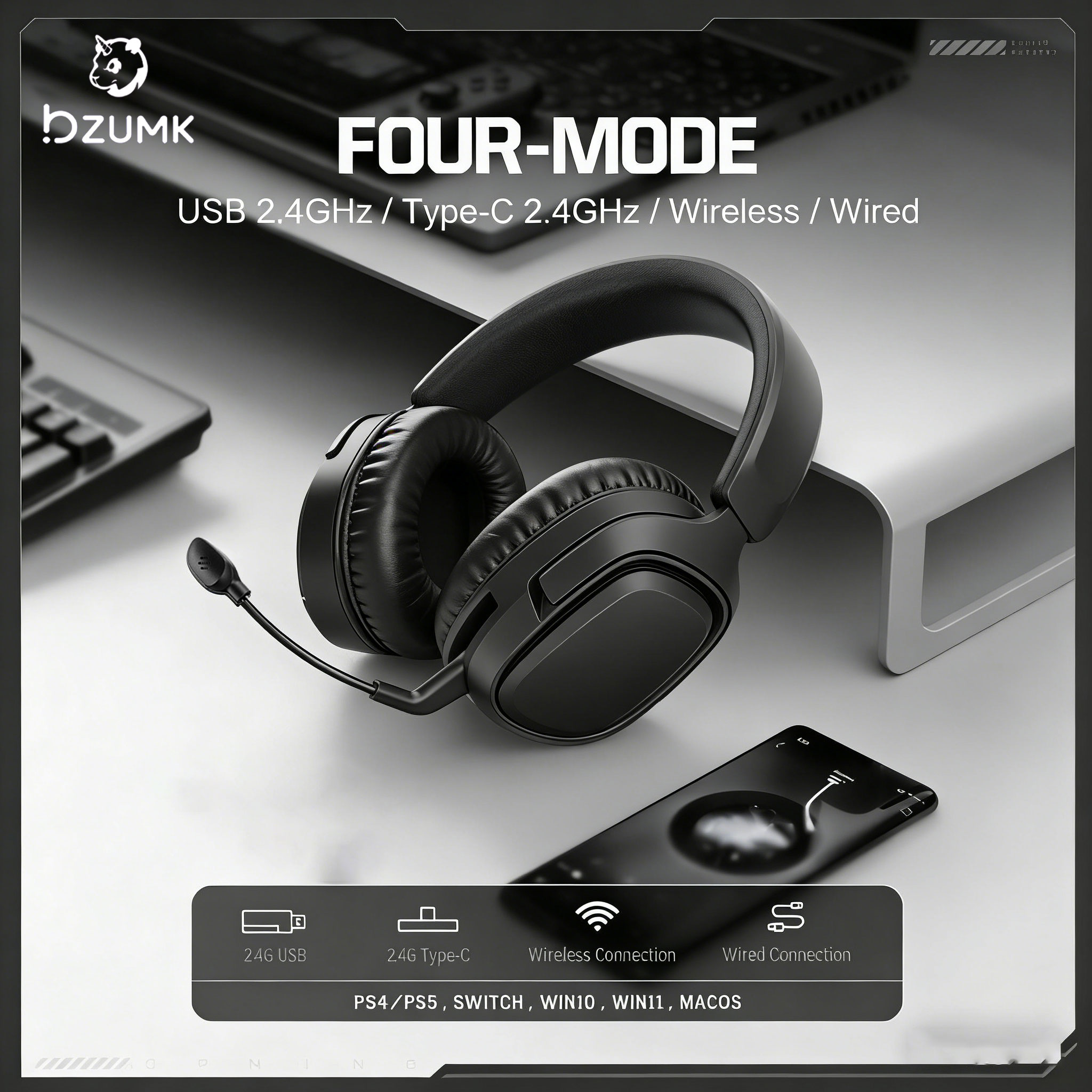 BZUMK GT808 Triple-Mode Gaming - Gaming Headset 7.1 recensie en prijs