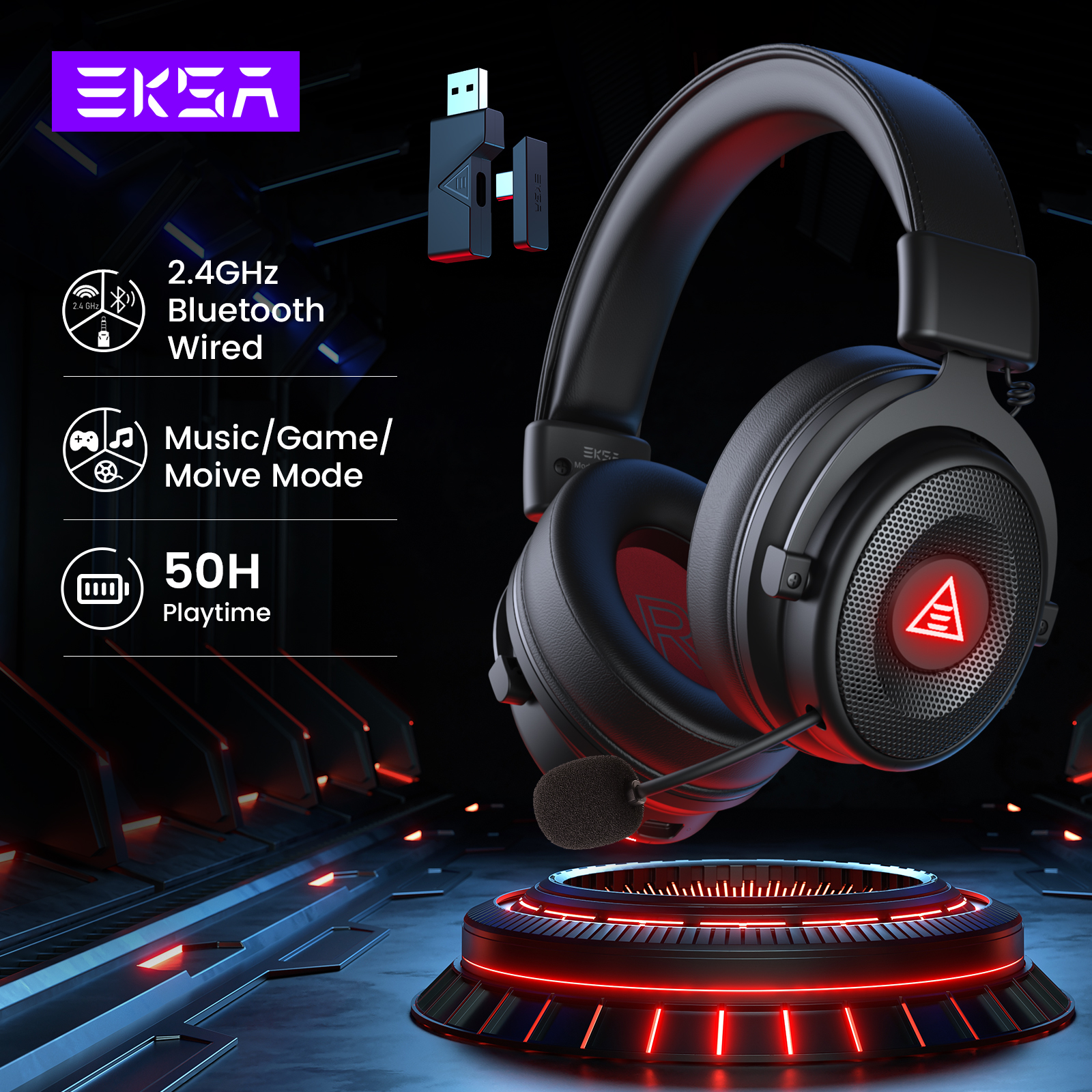 EKSA E900 BT 2.4GHz Wireless B - Gaming Headset 7.1 recensie en prijs