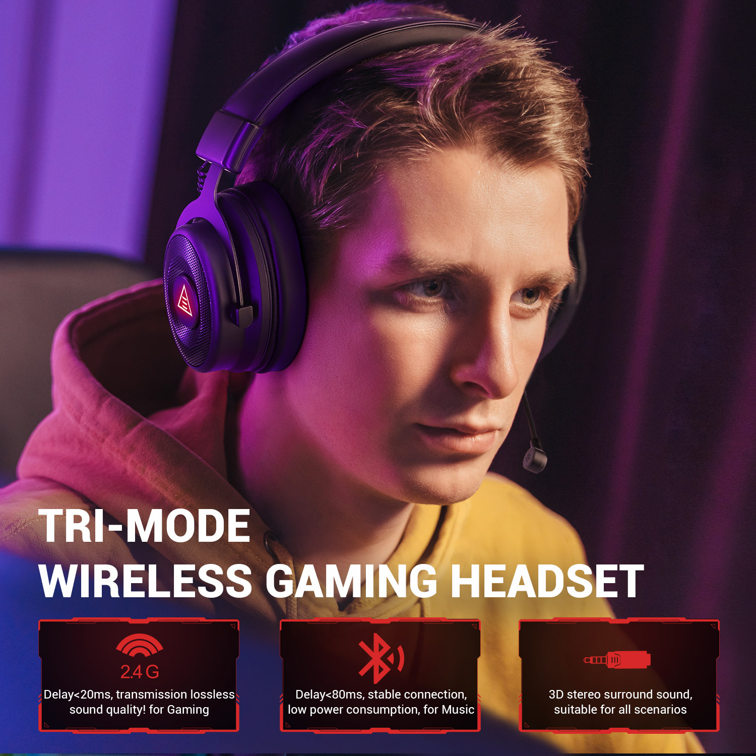 EKSA E900 BT 2.4GHz Wireless B - Gaming Headset 7.1 recensie en prijs